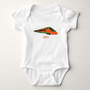 Bullet train cartoon illustration baby bodysuit