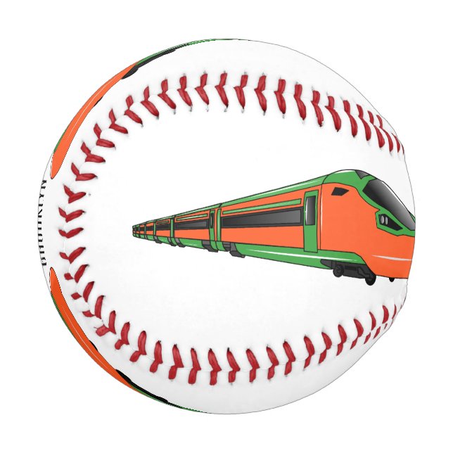 Bullet train cartoon illustration baseball (Front Left)