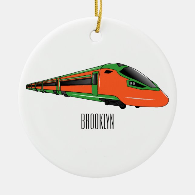 Bullet train cartoon illustration ceramic tree decoration (Front)