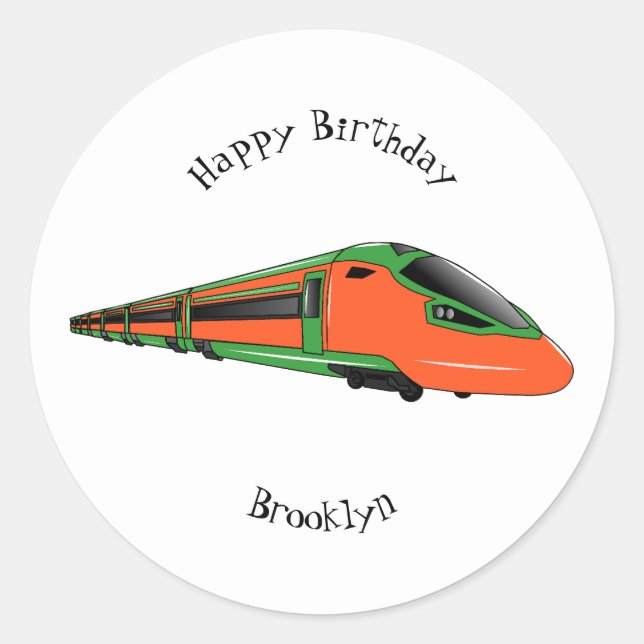 Bullet train cartoon illustration classic round sticker (Front)