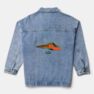 Bullet train cartoon illustration denim jacket