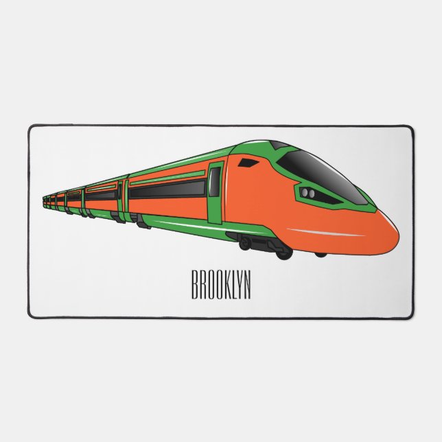 Bullet train cartoon illustration desk mat (Front)