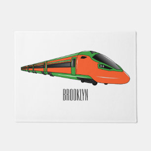 Bullet train cartoon illustration doormat