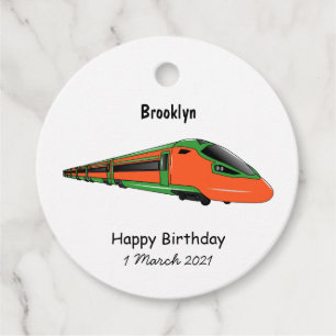 Bullet train cartoon illustration favour tags