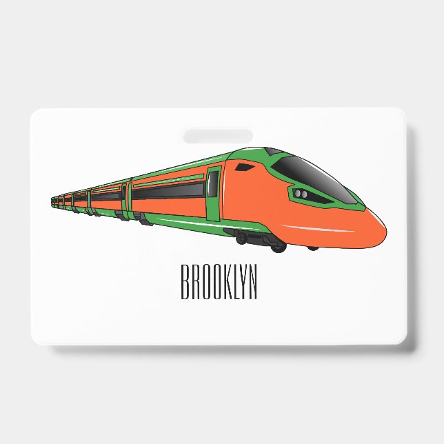 Bullet train cartoon illustration ID badge (Front)