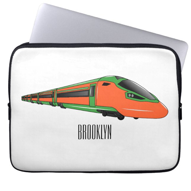 Bullet train cartoon illustration laptop sleeve (Front)