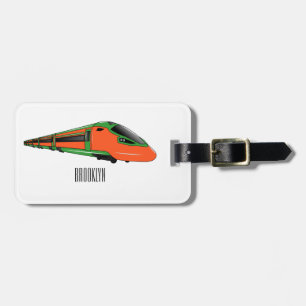 Bullet train cartoon illustration luggage tag