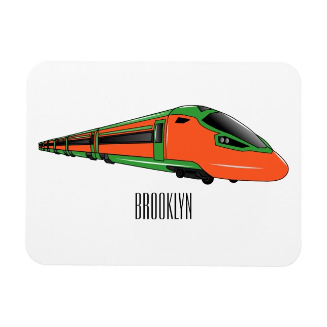 Bullet train cartoon illustration magnet (Horizontal)