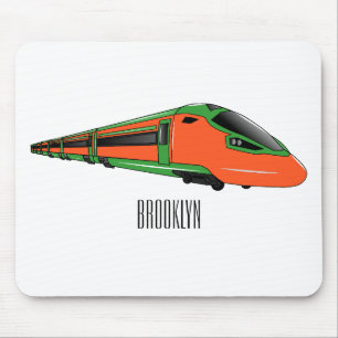 Bullet train cartoon illustration mouse mat