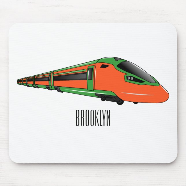 Bullet train cartoon illustration mouse mat (Front)