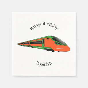Bullet train cartoon illustration napkin