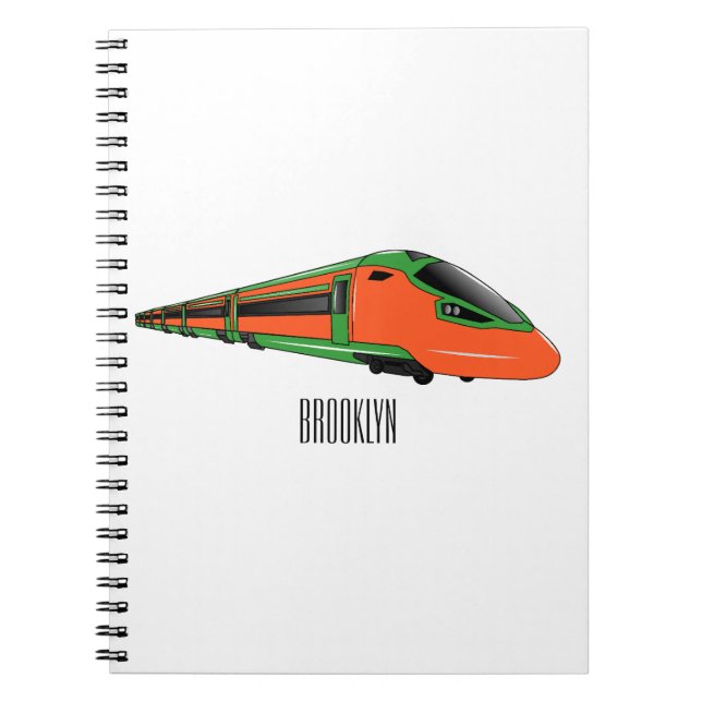 Bullet train cartoon illustration notebook (Front)
