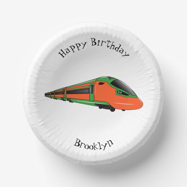 Bullet train cartoon illustration paper plate (Front)