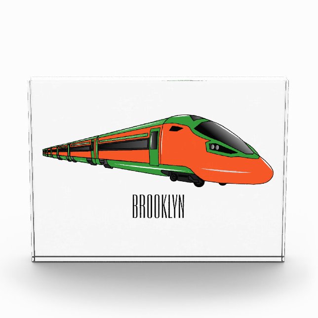 Bullet train cartoon illustration photo block (Front)