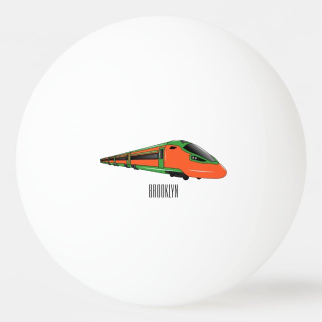 Bullet train cartoon illustration ping pong ball (Front)