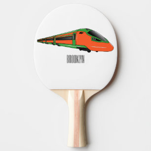 Bullet train cartoon illustration ping pong paddle