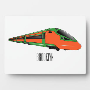 Bullet train cartoon illustration plaque