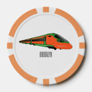 Bullet train cartoon illustration poker chips
