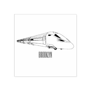 Bullet train cartoon illustration rubber stamp