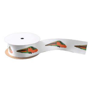 Bullet train cartoon illustration satin ribbon