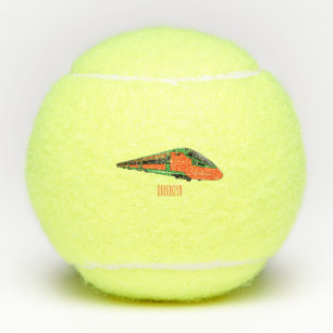 Bullet train cartoon illustration tennis balls