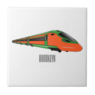 Bullet train cartoon illustration tile