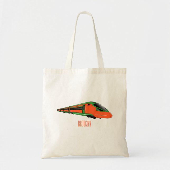 Bullet train cartoon illustration tote bag (Front)