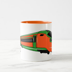 Bullet train cartoon illustration Two-Tone coffee mug