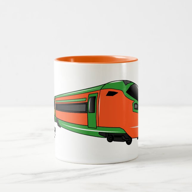 Bullet train cartoon illustration Two-Tone coffee mug (Center)