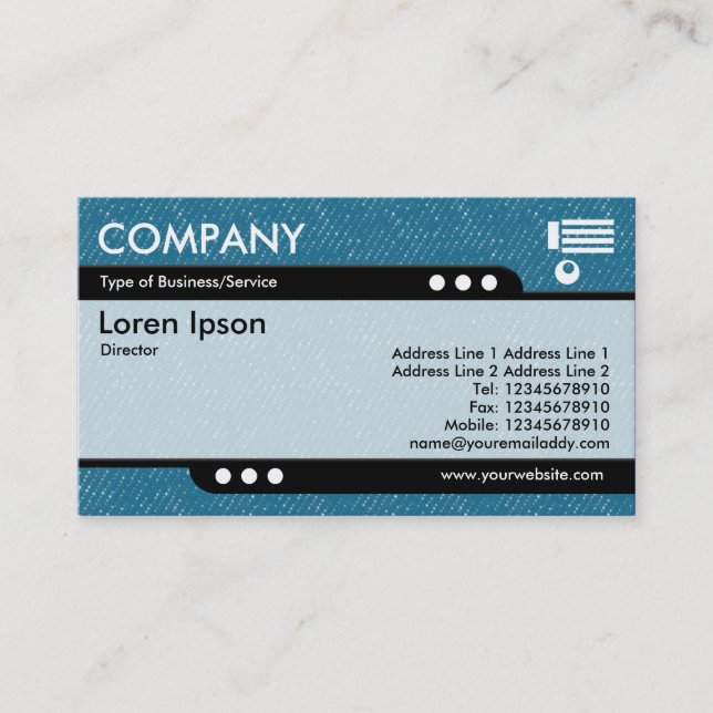 Bullet Train - Mid-Blue Denim Texture Business Card (Front)