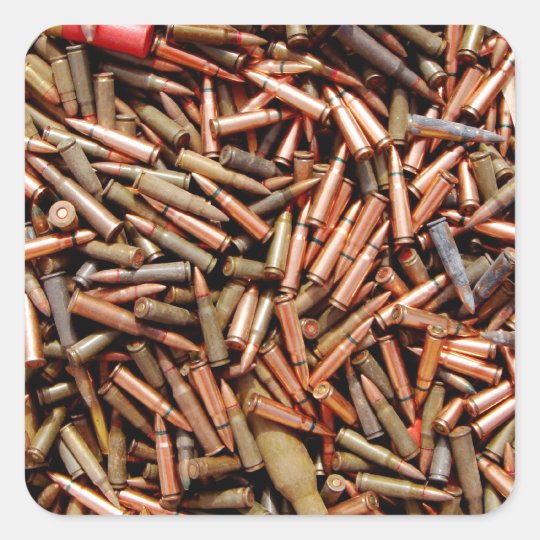 Bullets, ammunition square sticker Zazzle.co.uk