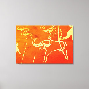 bullfight rock painting canvas print