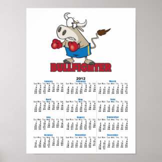 bullfighter funny boxer bull cartoon character poster