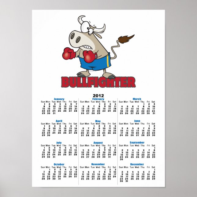 bullfighter funny boxer bull cartoon character poster (Front)