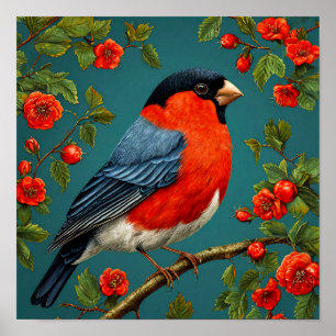 Bullfinch Bird Cosy Rustic Bird Decor Gift 🎁