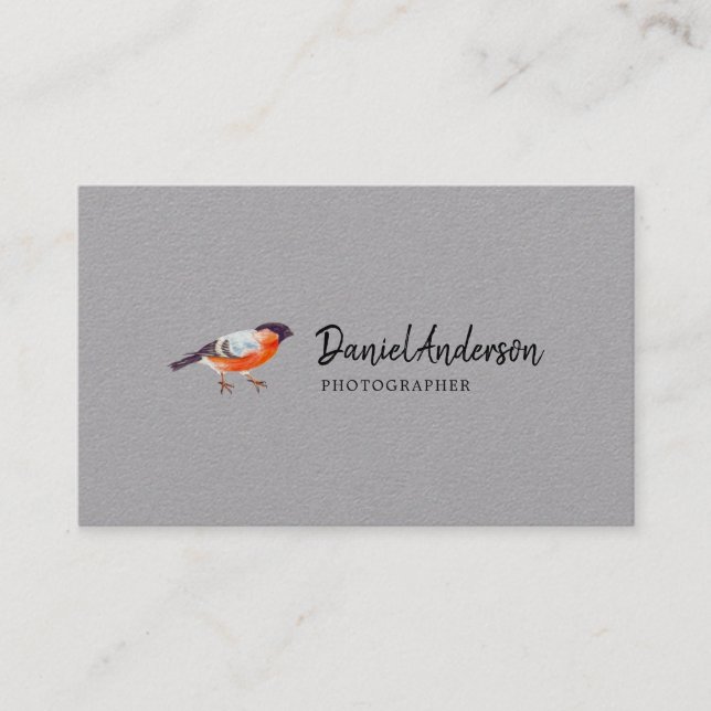 Bullfinch Bird Photographer Business Card (Front)