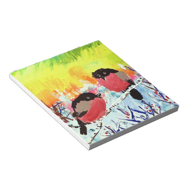 Bullfinch Birds Notepad (Angled)