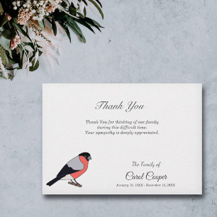Bullfinch Funeral Thank You Note Card