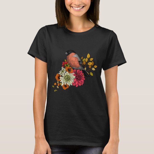 Bullfinch on autumn bouquet T-Shirt (Front)