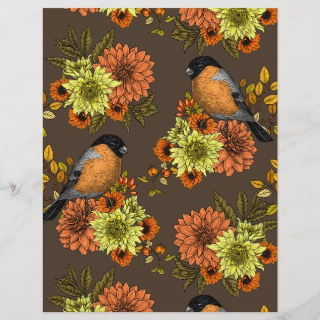 Bullfinch on autumn florals (Front)