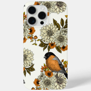 Bullfinch on autumn florals 2 iPhone 15 pro max case