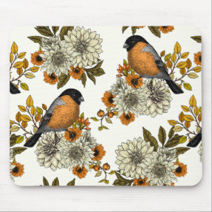 Bullfinch on autumn florals 2 mouse mat