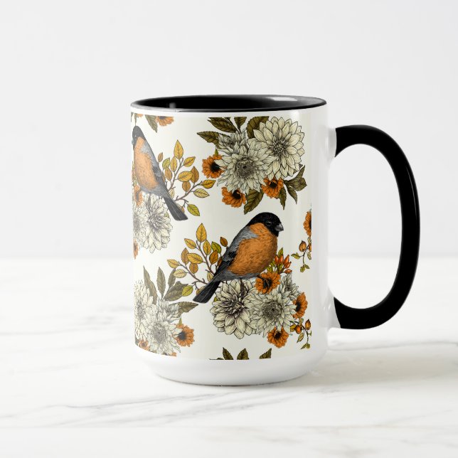 Bullfinch on autumn florals 2 mug (Right)