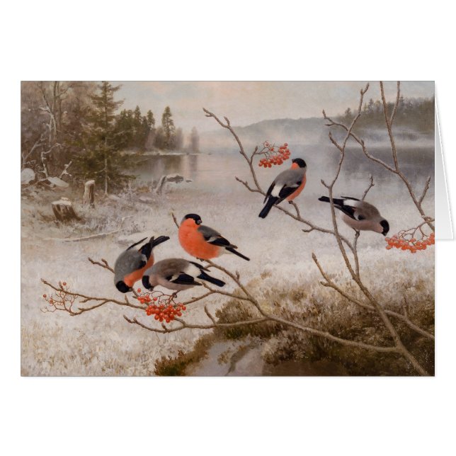 Bullfinches in winter landscape CC0967 Von Wright (Front Horizontal)
