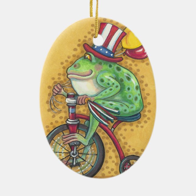 BULLFROG 4TH OF JULY ORNAMENT Oval (Back)