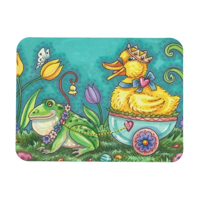 BULLFROG & DUCK PRINCE EASTER SPRING MAGNET (Horizontal)