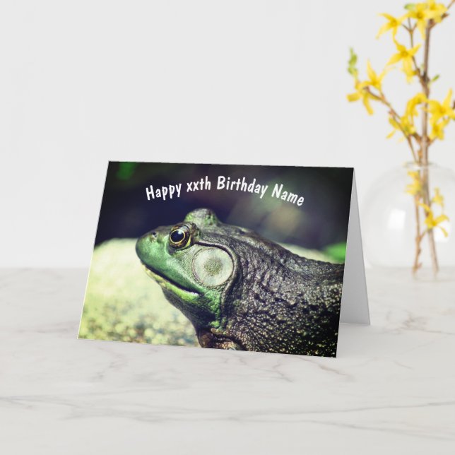 Bullfrog Thoughts Personalised Birthday  Card (Yellow Flower)