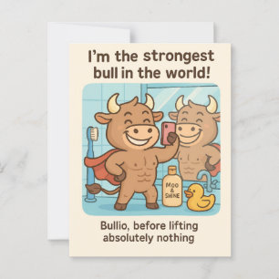 Bullio® Before Lifting – Cartoon Gym Fun Postcard