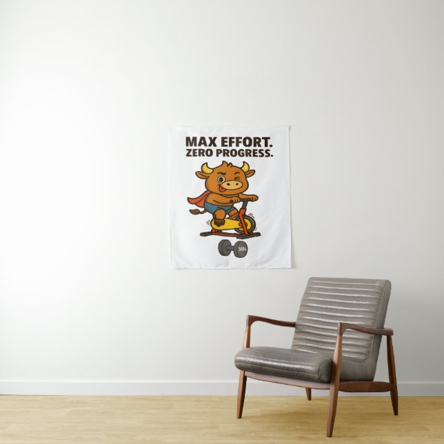 Bullio's Toy Gym Saga – Max Effort, Zero Progress Tapestry (In Situ)