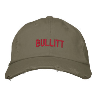 bullitt in red embroidered hat